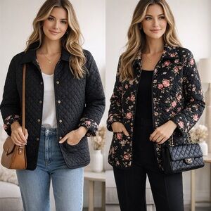 Denim&Co Black Quilted Reversible Jacket